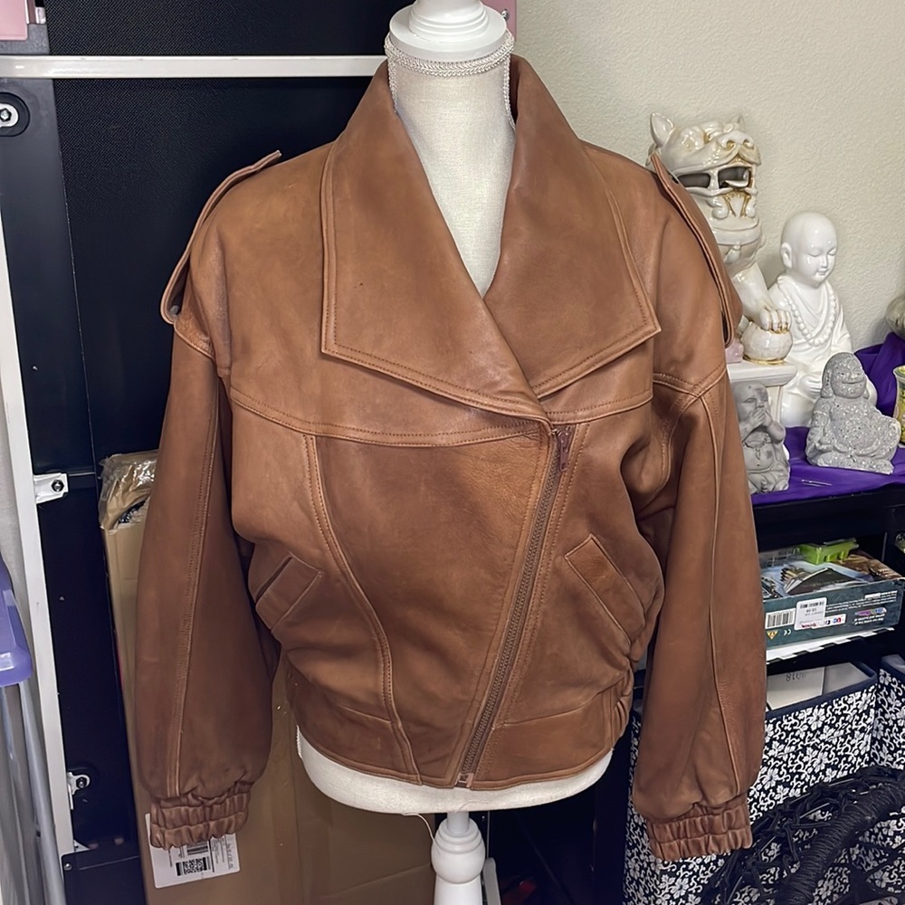 Men’s London Fog Brown Leather Moto Jacket